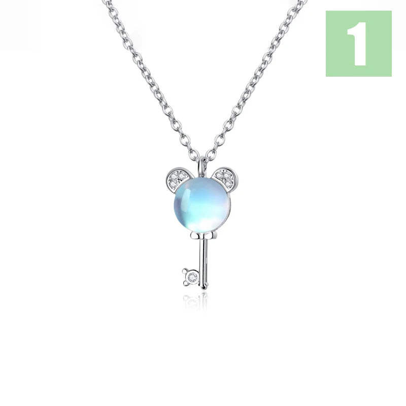 Trustdavis 925 Silver Sweet Heart Key Pendant Necklace Daughter Birthday Gift
