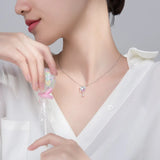 Trustdavis 925 Silver Sweet Heart Key Pendant Necklace Daughter Birthday Gift