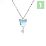 Trustdavis 925 Silver Sweet Heart Key Pendant Necklace Daughter Birthday Gift