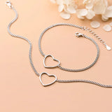 Trustdavis 925 Silver Romantic Heart Chain Anklet For Wife