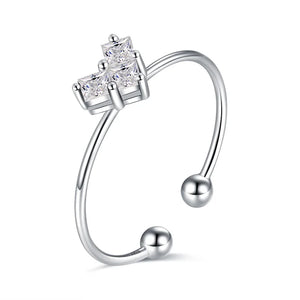 Trustdavis 925 Silver CZ High Heart Opening Ring for Women Girl Wife Birthday