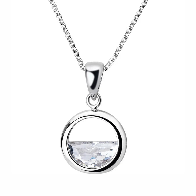 Trustdavis 925 Silver Crystal Pendant Necklace For Women