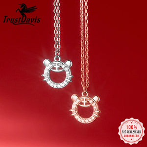 Trustdavis 925 Silver Little Tiger Bird Cat Rabbit Pendant Necklace