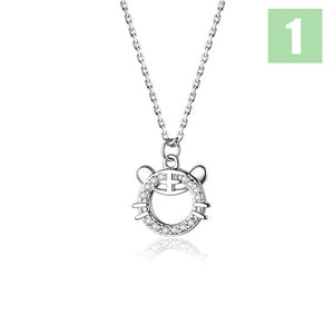 Trustdavis 925 Silver Little Tiger Bird Cat Rabbit Pendant Necklace