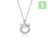 Trustdavis 925 Silver Little Tiger Bird Cat Rabbit Pendant Necklace