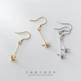 Trustdavis 925 Silver Paper Crane Long Dangle Earrings