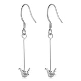 Trustdavis 925 Silver Paper Crane Long Dangle Earrings