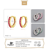 Trustdavis 925 Silver Zircon 7mm Hoop Earring Women Teen Party Fine Jewelry