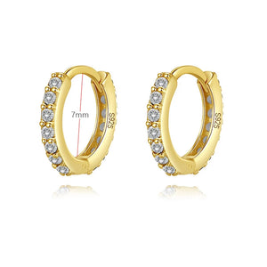 Trustdavis 925 Silver Zircon 7mm Hoop Earring Women Teen Party Fine Jewelry
