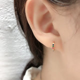 Trustdavis 925 Silver Zircon 7mm Hoop Earring Women Teen Party Fine Jewelry