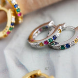 Trustdavis 925 Silver Zircon 7mm Hoop Earring Women Teen Party Fine Jewelry