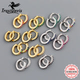 Trustdavis 925 Silver Zircon 7mm Hoop Earring Women Teen Party Fine Jewelry