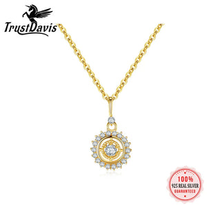 Trustdavis 925 Sterling Silver Sun Flower Pendant Necklace