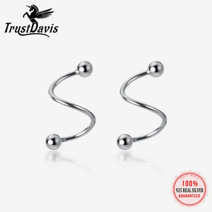 Trustdavis 925 Silver Women's Ball Beads Ear Buckle Ring DA1157