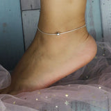 Trustdavis 925 Silver Beads Snake Chain Anklet Bracelet Women Gift