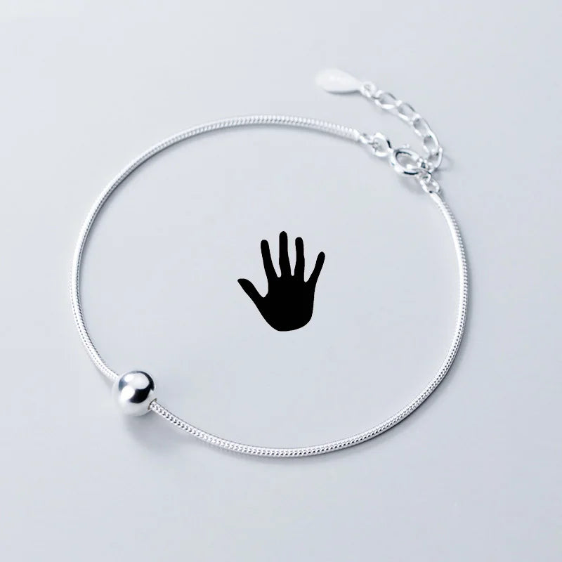 Trustdavis 925 Silver Beads Snake Chain Anklet Bracelet Women Gift