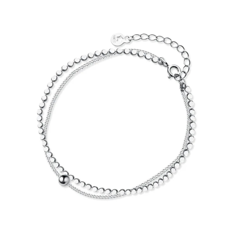 Trustdavis 925 Silver Beads Chain Bracelet For Women