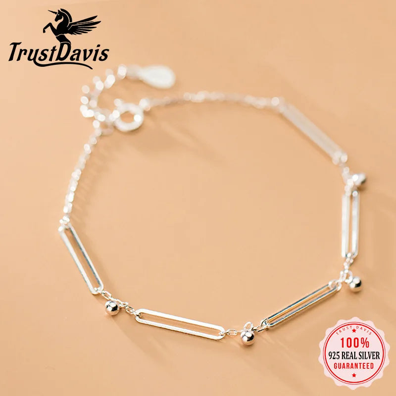 Trustdavis S925 Geometric Rectangle Bracelet for Women