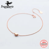 Trustdavis 925 Sterling Silver Rose Heart Anklets For Women