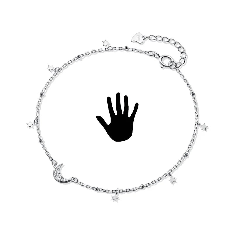 Trustdavis 925 Silver CZ Moon Star Bracelet Anklet Women Gift DA623