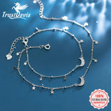 Trustdavis 925 Silver CZ Moon Star Bracelet Anklet Women Gift DA623