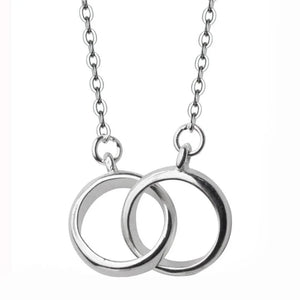 Trustdavis 925 Silver Double Round Pendant Necklace Wedding Jewelry