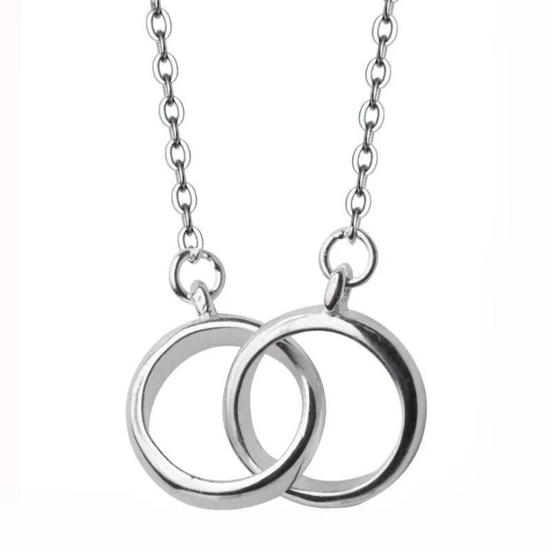 Trustdavis 925 Silver Double Round Pendant Necklace Wedding Jewelry