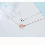 Trustdavis 925 Silver Double Round Pendant Necklace Wedding Jewelry