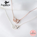 Trustdavis 925 Silver Double Round Pendant Necklace Wedding Jewelry
