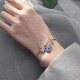 Trustdavis 925 Silver Butterfly Chain Bracelet Women Wedding Party Jewelry