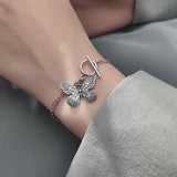Trustdavis 925 Silver Butterfly Chain Bracelet Women Wedding Party Jewelry