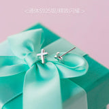 Trustdavis 925 Silver Tiny Cross Earrings Women Wedding 925 Earring DS248