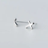 Trustdavis 925 Silver Tiny Cross Earrings Women Wedding 925 Earring DS248