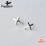 Trustdavis 925 Silver Tiny Cross Earrings Women Wedding 925 Earring DS248