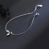 Trustdavis 925 Silver Leaves Charm Bracelet For Women Wedding Anniversary