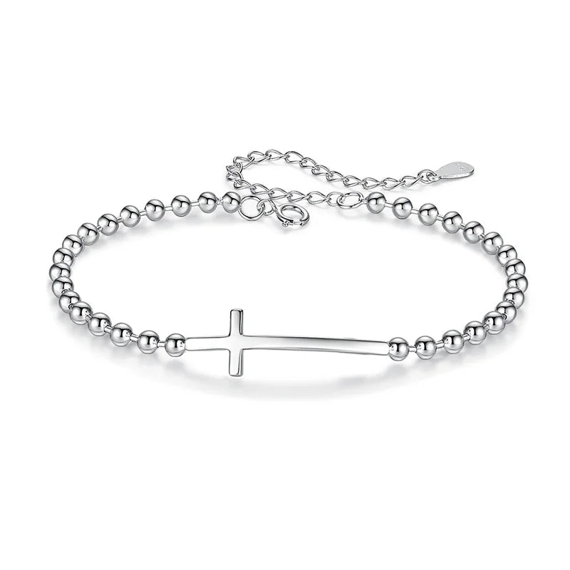 Trustdavis 925 Silver Cross Bracelet for Women