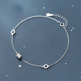 Trustdavis 925 Sterling Silver CZ Anklets For Women Silver 925 Jewelry Gift