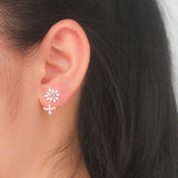 Trustdavis 925 Silver Bees Picking Flowers Stud Earrings