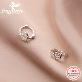 Trustdavis 925 Sterling Silver Gothic Crown CZ Clip Earrings