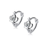 Trustdavis 925 Sterling Silver Gothic Crown CZ Clip Earrings