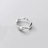 Trustdavis 925 Sterling Silver Waves Opening Ring Wedding Jewelry