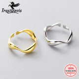 Trustdavis 925 Sterling Silver Waves Opening Ring Wedding Jewelry