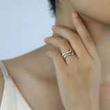 Trustdavis 925 Sterling Silver Waves Opening Ring Wedding Jewelry