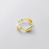 Trustdavis 925 Sterling Silver Waves Opening Ring Wedding Jewelry