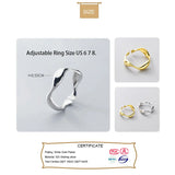 Trustdavis 925 Sterling Silver Waves Opening Ring Wedding Jewelry