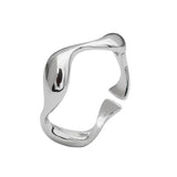 Trustdavis 925 Sterling Silver Waves Opening Ring Wedding Jewelry