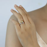 Trustdavis 925 Sterling Silver Waves Opening Ring Wedding Jewelry