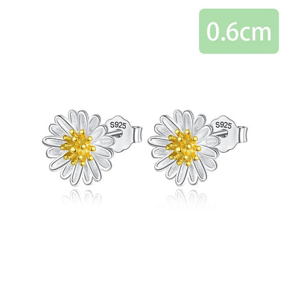 Trustdavis 925 Sterling Silver Daisy Flowers Stud Earrings For Women