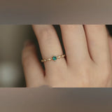 Trustdavis S925 Silver Green CZ 14K Ring