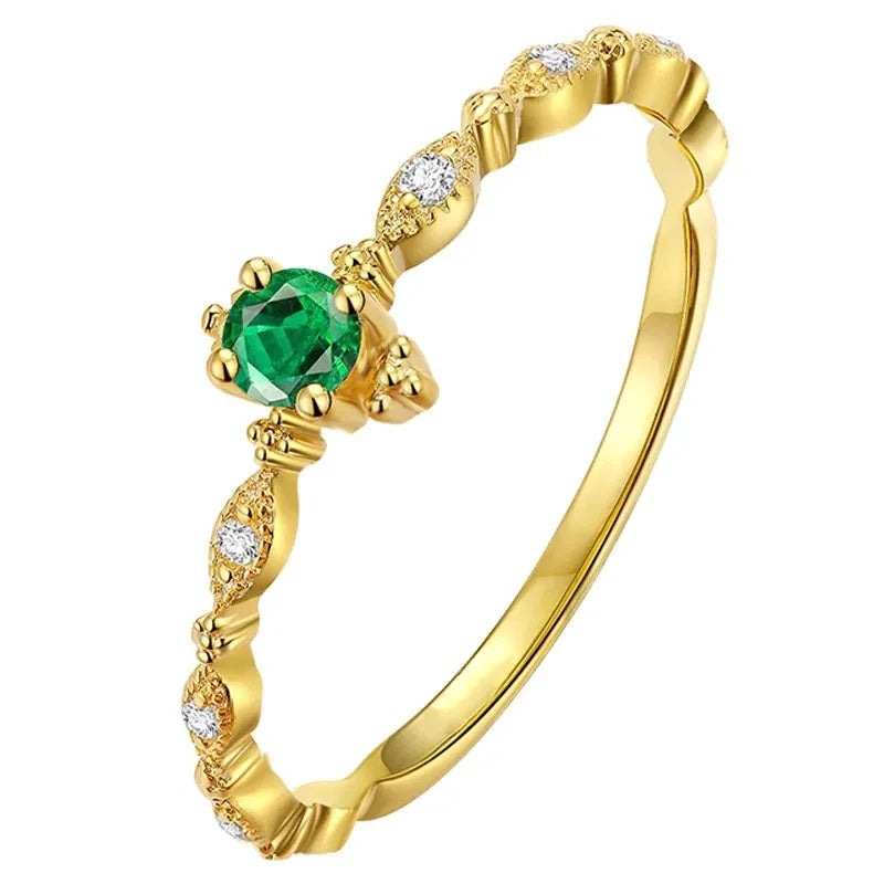 Trustdavis S925 Silver Green CZ 14K Ring